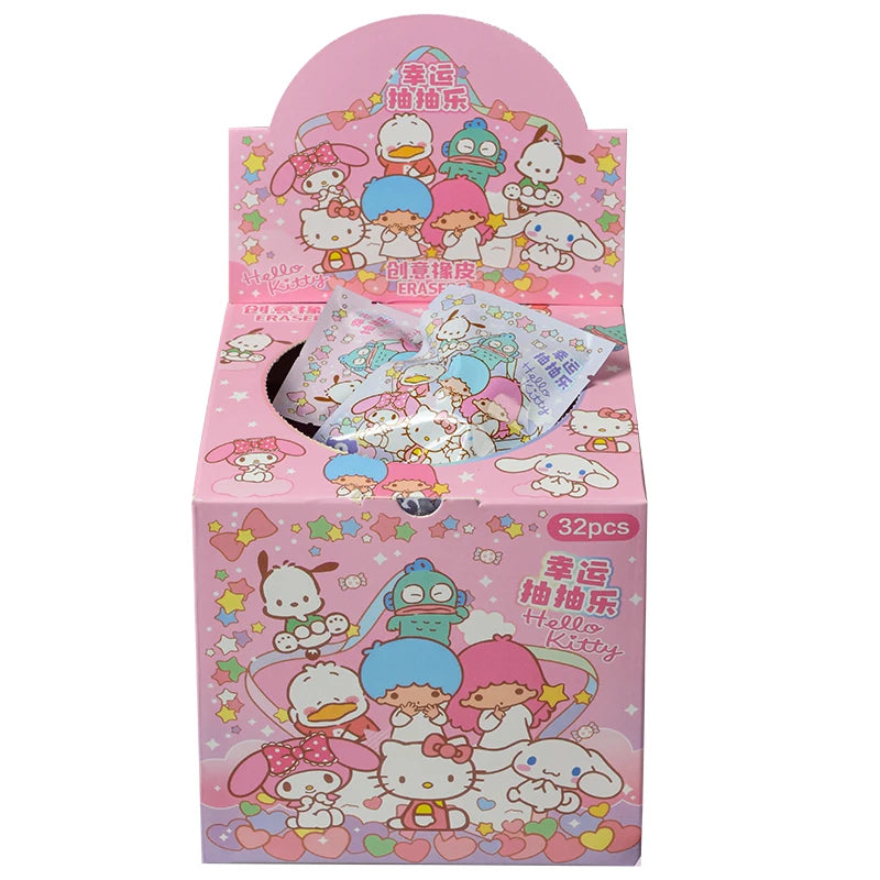 32Pcs/Set Blind Box Anime Sanrio CapyBara Stitch Figure Cartoon Eraser Model Doll Toy For Children's Gift