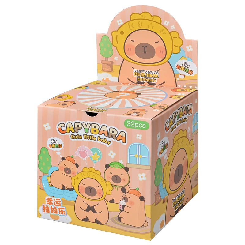 32Pcs/Set Blind Box Anime Sanrio CapyBara Stitch Figure Cartoon Eraser Model Doll Toy For Children's Gift