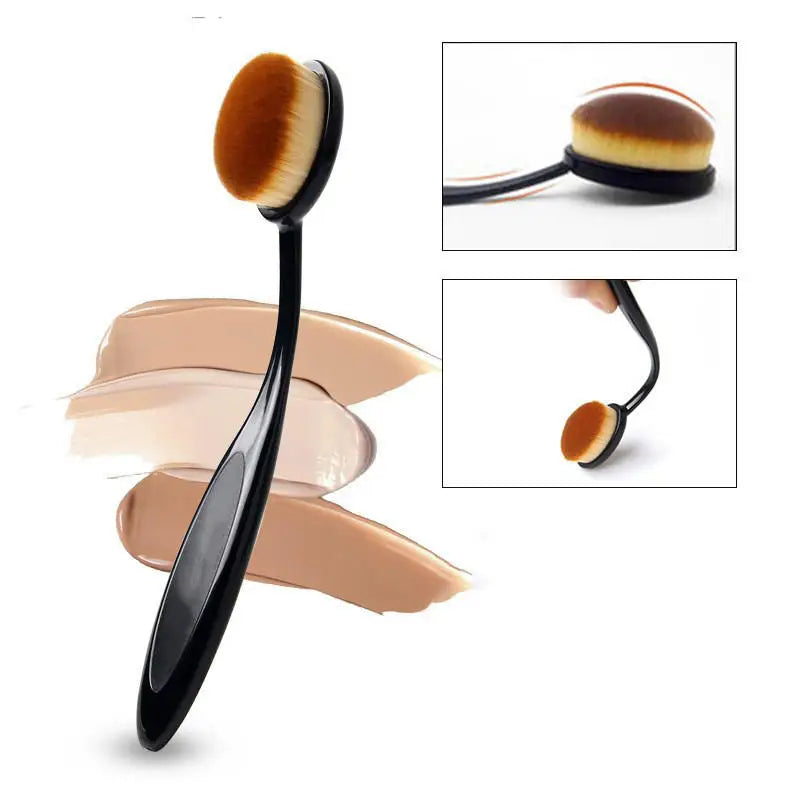 Pretty Black Oval Essential Makeup Brush Set - Perfect For Flawless And Precise Applicatio Elevate Your Beauty Game No Trace