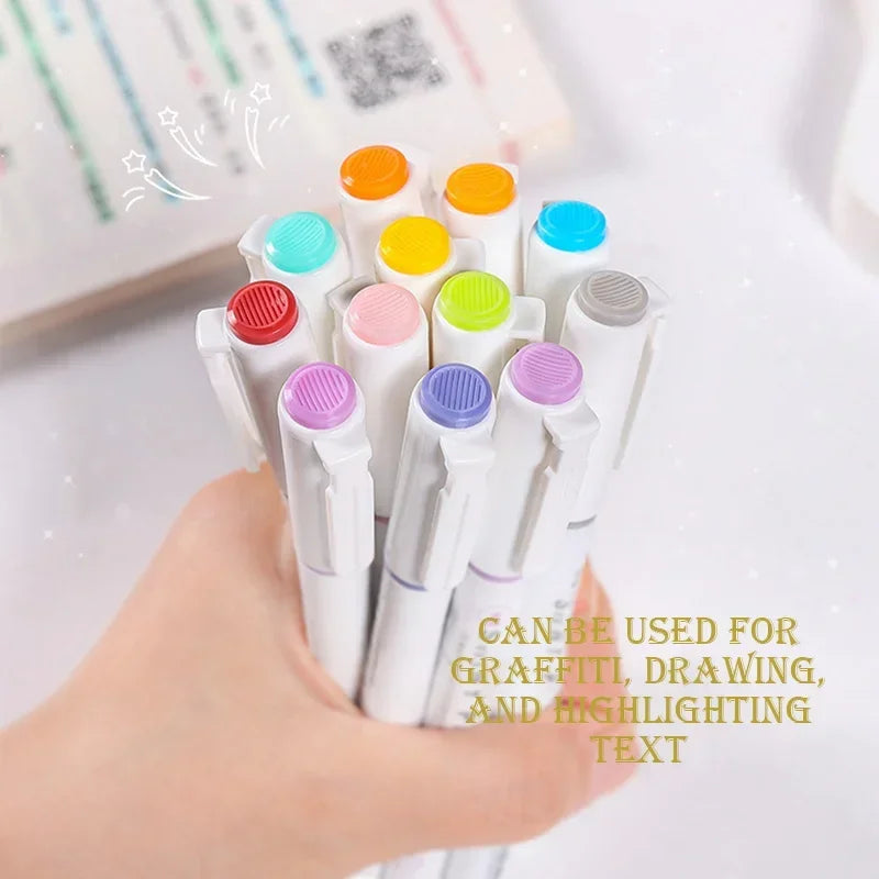 4 Colors Highlighter Pens Shining Highlighter Markers Kawaii Stationery Supplies Back to School Accessories for Girls Students