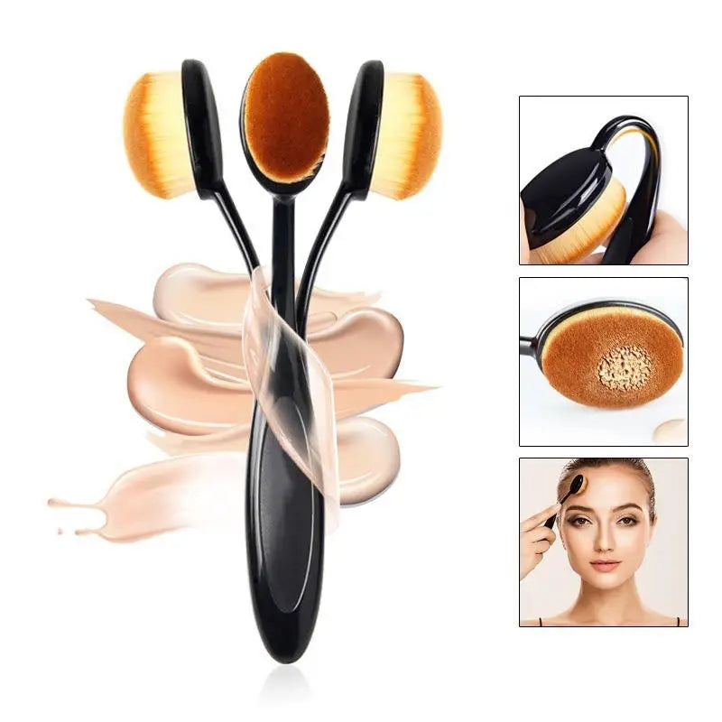 Pretty Black Oval Essential Makeup Brush Set - Perfect For Flawless And Precise Applicatio Elevate Your Beauty Game No Trace
