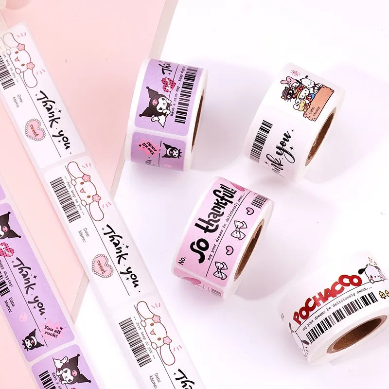 120 Sheets/roll Sanrio Kitty Cartoon Seal Sticker Stationery Sticker Cute Seal Sticker Simple High-looking Label Anime Ins Style