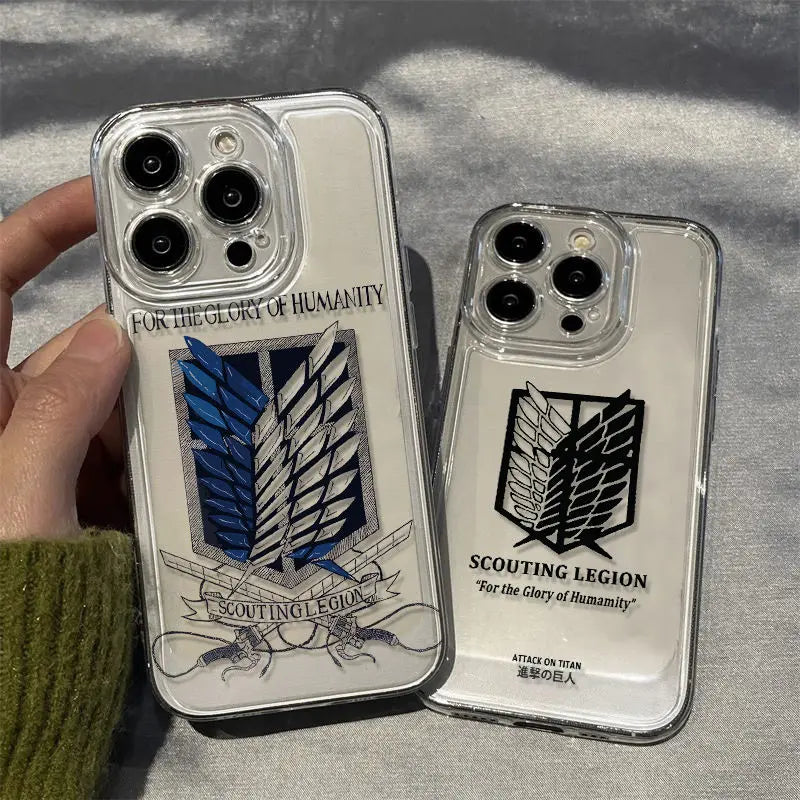 Hot Anime Attack on Titan Phone Case For iPhone 16 15 14 13 12 11 Mini Pro Max X XR XSMax 6S 6 7 8 Plus SE20 Transparent Cover