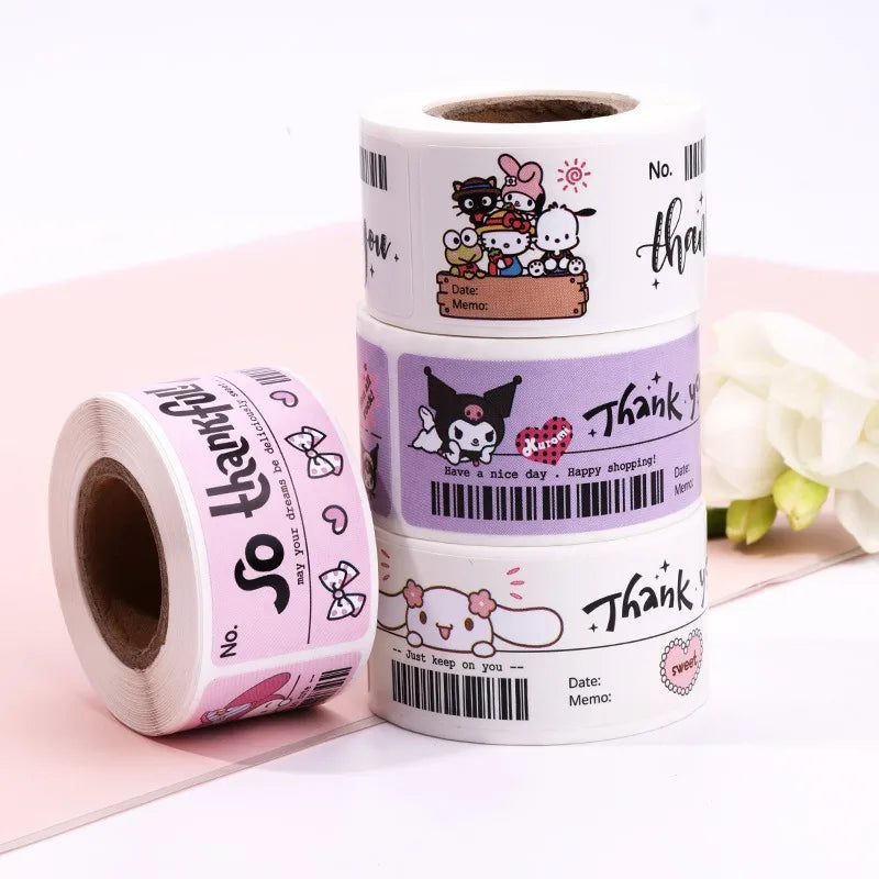 120 Sheets/roll Sanrio Kitty Cartoon Seal Sticker Stationery Sticker Cute Seal Sticker Simple High-looking Label Anime Ins Style
