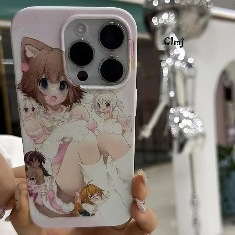 Clmj Cute Anime Girl Phone Case For iPhone 13 Mini 11 12 14 Pro Max 15 Plus XR X XS 7 8 Se 2020 Silicone Phone Cover iPhone Case