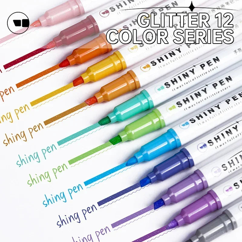 4 Colors Highlighter Pens Shining Highlighter Markers Kawaii Stationery Supplies Back to School Accessories for Girls Students