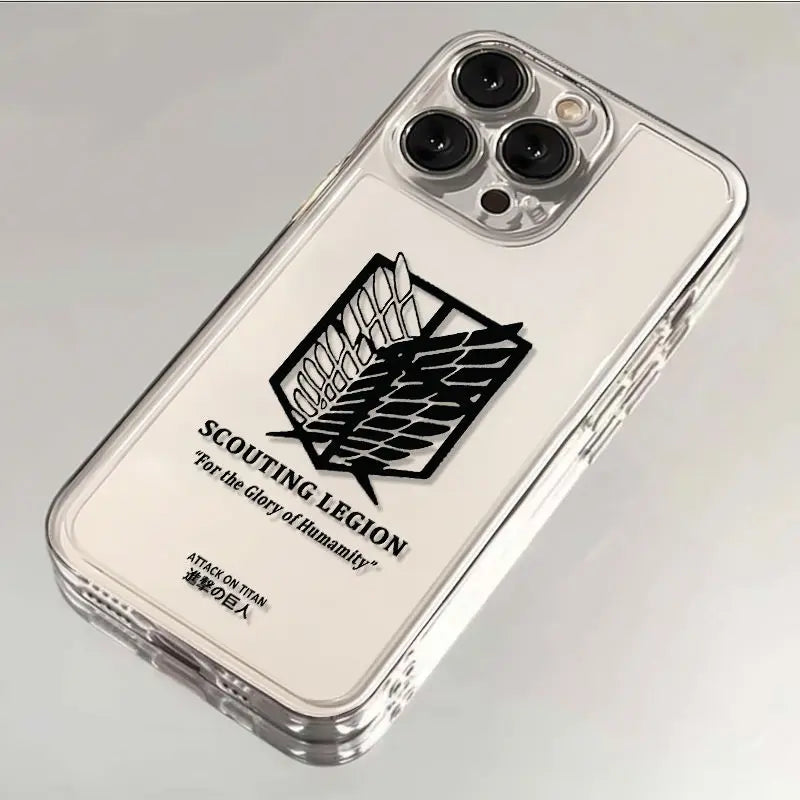 Hot Anime Attack on Titan Phone Case For iPhone 16 15 14 13 12 11 Mini Pro Max X XR XSMax 6S 6 7 8 Plus SE20 Transparent Cover