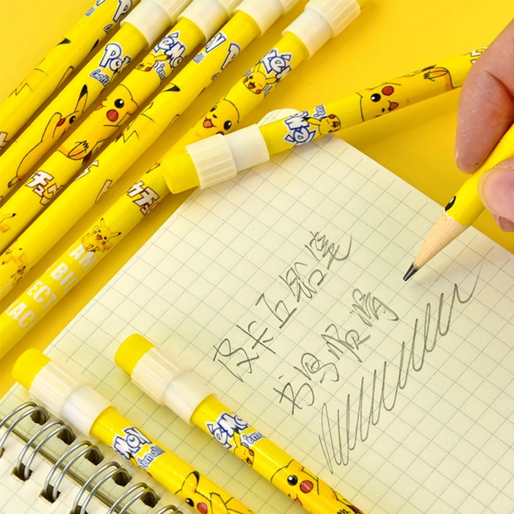 12pcs Anime Pokemon Pikachu Pencil Figure Cartoon Pencil Kawaii Student Stationery Kids Birthday Xmas Gifts