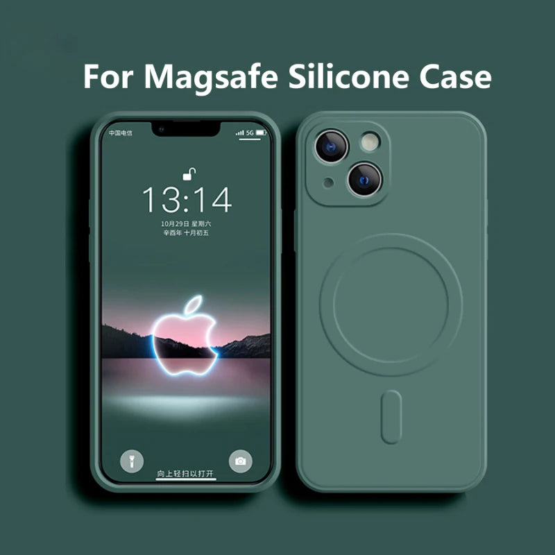For Magsafe Magnetic Soft Liquid Silicone Shockproof Phone Case For iPhone 16 Pro Max 14 12 13 11 15 Pro Max Bumper Back Cover