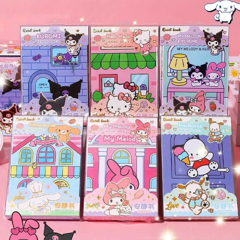Hello Kitty, Sanrio Quiet Book Anime My Melody DIY Decompression Toy Kawaii Dressing Material Book Children's Gift