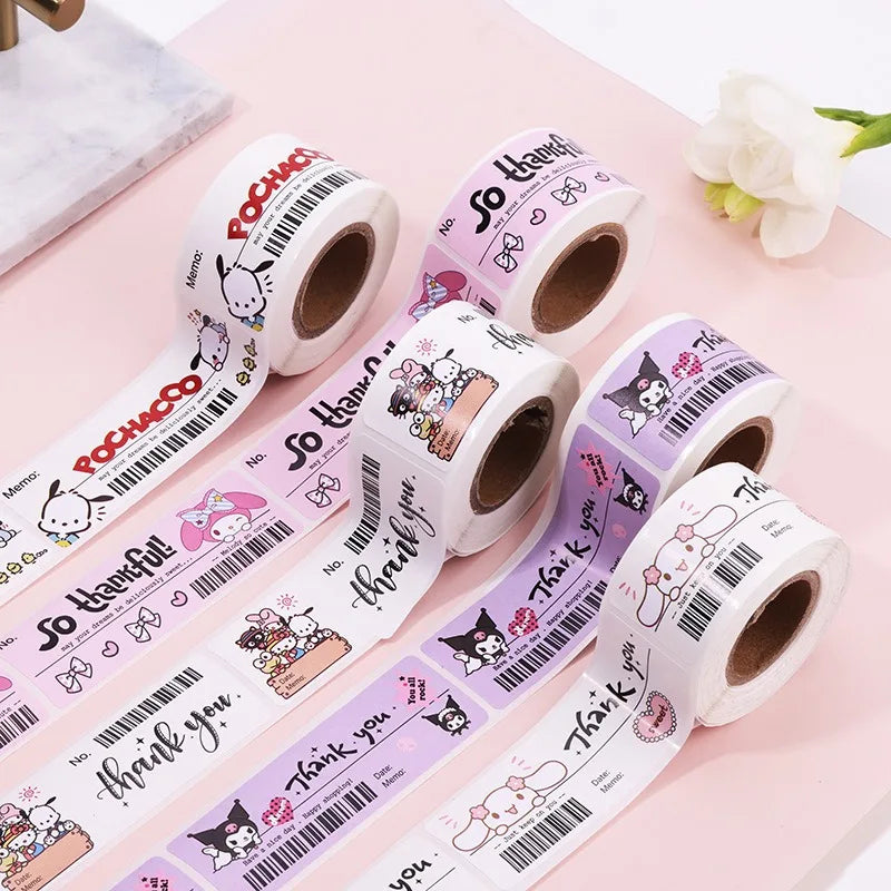 120 Sheets/roll Sanrio Kitty Cartoon Seal Sticker Stationery Sticker Cute Seal Sticker Simple High-looking Label Anime Ins Style