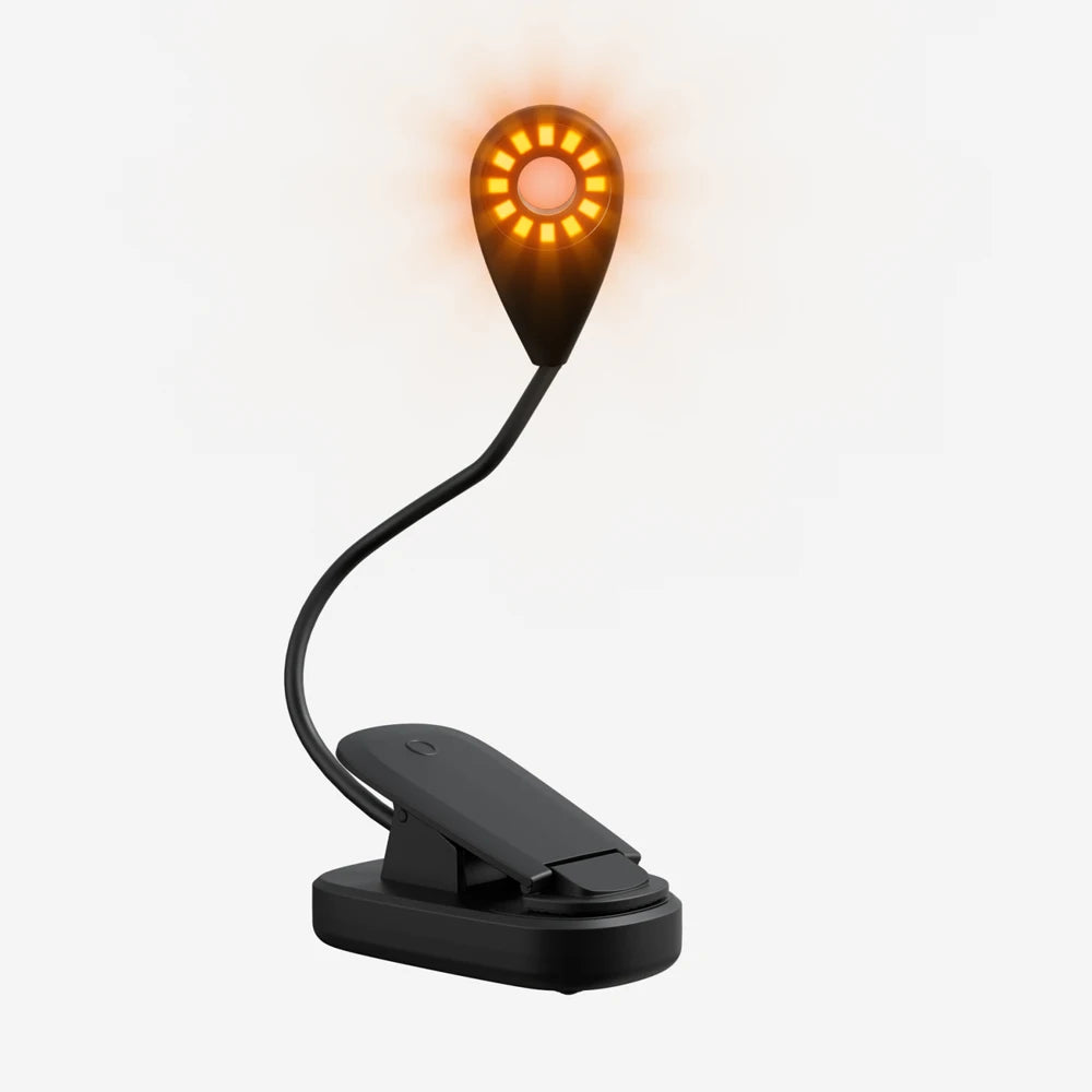 Amber Book Light for Nighttime Reading Clip-on USB Type-C Rechargeable Led Kindle Light Table Lamp Blue Light Blocking for Kids