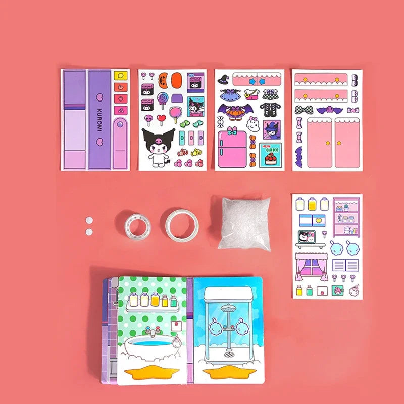Hello Kitty, Sanrio Quiet Book Anime My Melody DIY Decompression Toy Kawaii Dressing Material Book Children's Gift