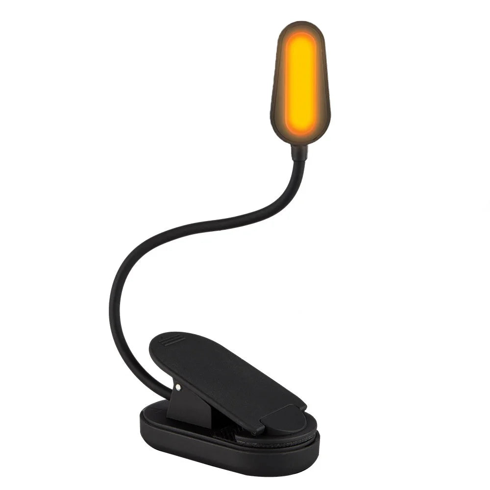 Amber Book Light for Nighttime Reading Clip-on USB Type-C Rechargeable Led Kindle Light Table Lamp Blue Light Blocking for Kids