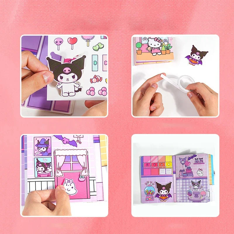 Hello Kitty, Sanrio Quiet Book Anime My Melody DIY Decompression Toy Kawaii Dressing Material Book Children's Gift