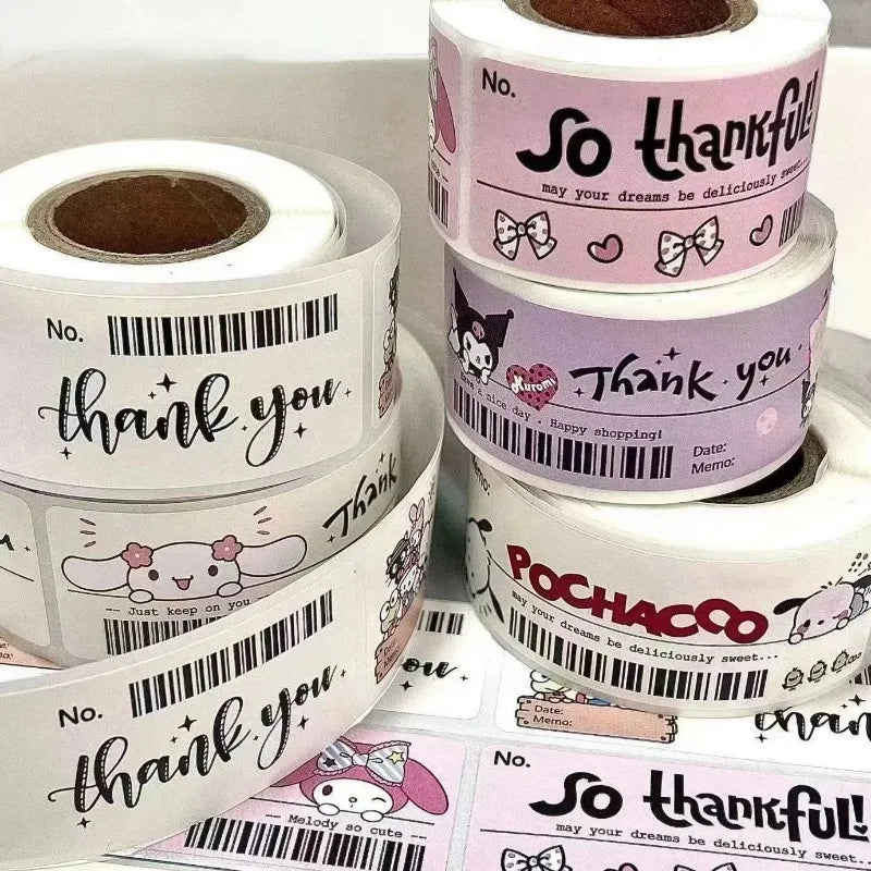 120 Sheets/roll Sanrio Kitty Cartoon Seal Sticker Stationery Sticker Cute Seal Sticker Simple High-looking Label Anime Ins Style