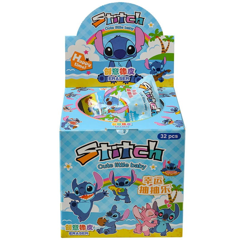 32Pcs/Set Blind Box Anime Sanrio CapyBara Stitch Figure Cartoon Eraser Model Doll Toy For Children's Gift