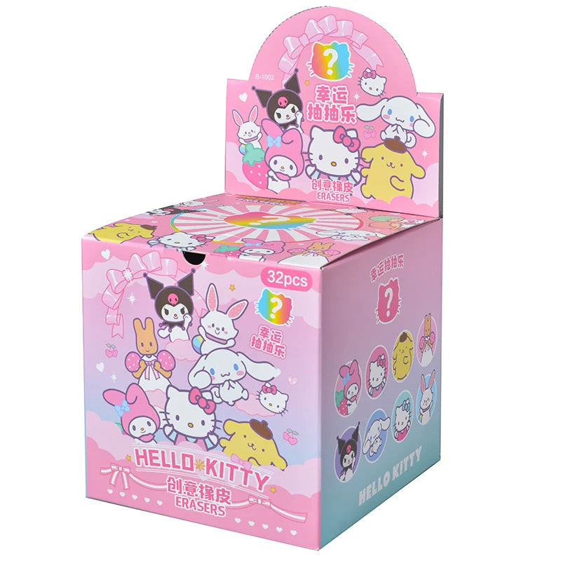 32Pcs/Set Blind Box Anime Sanrio CapyBara Stitch Figure Cartoon Eraser Model Doll Toy For Children's Gift