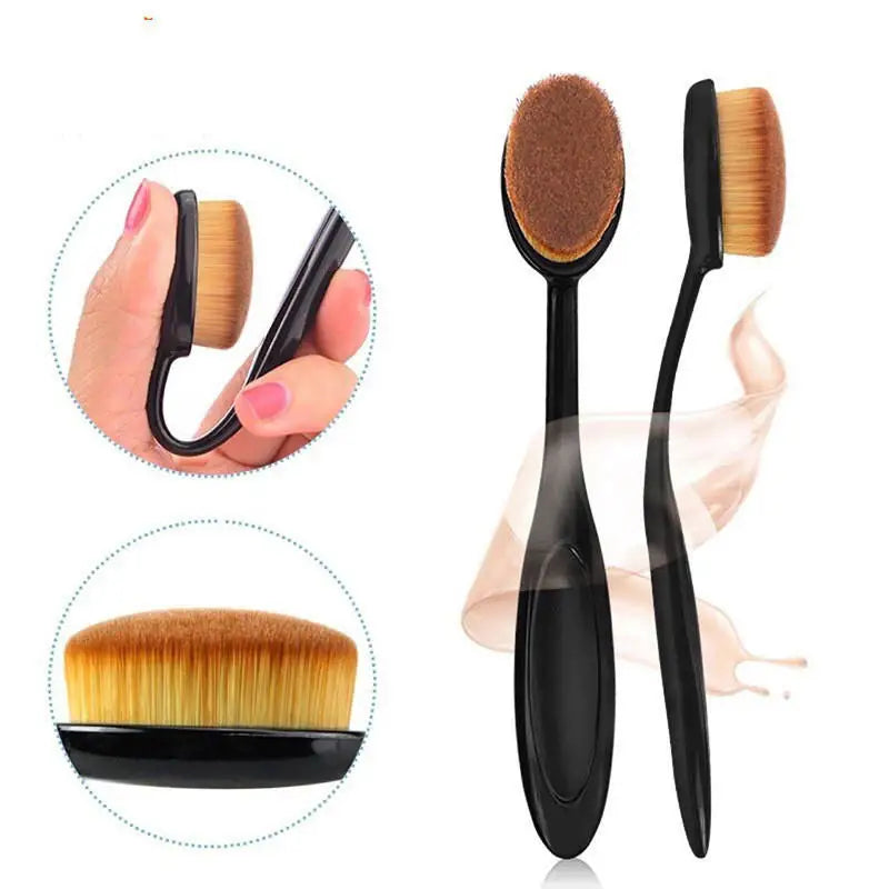 Pretty Black Oval Essential Makeup Brush Set - Perfect For Flawless And Precise Applicatio Elevate Your Beauty Game No Trace
