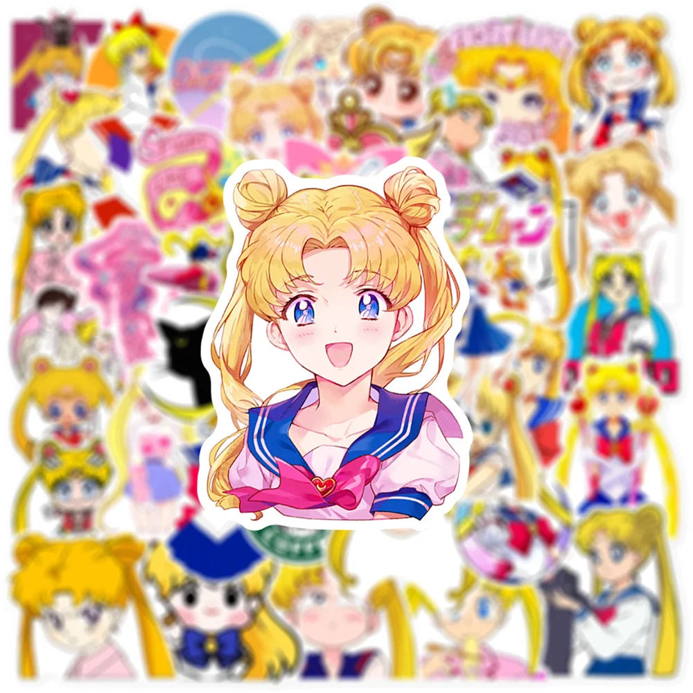 10/30/50pcs Japan Cartoom Sailor Moon Anime Stickers Decals Kids Toys DIY Stationery Luggage Helmet Aesthetic Decoration Sticker