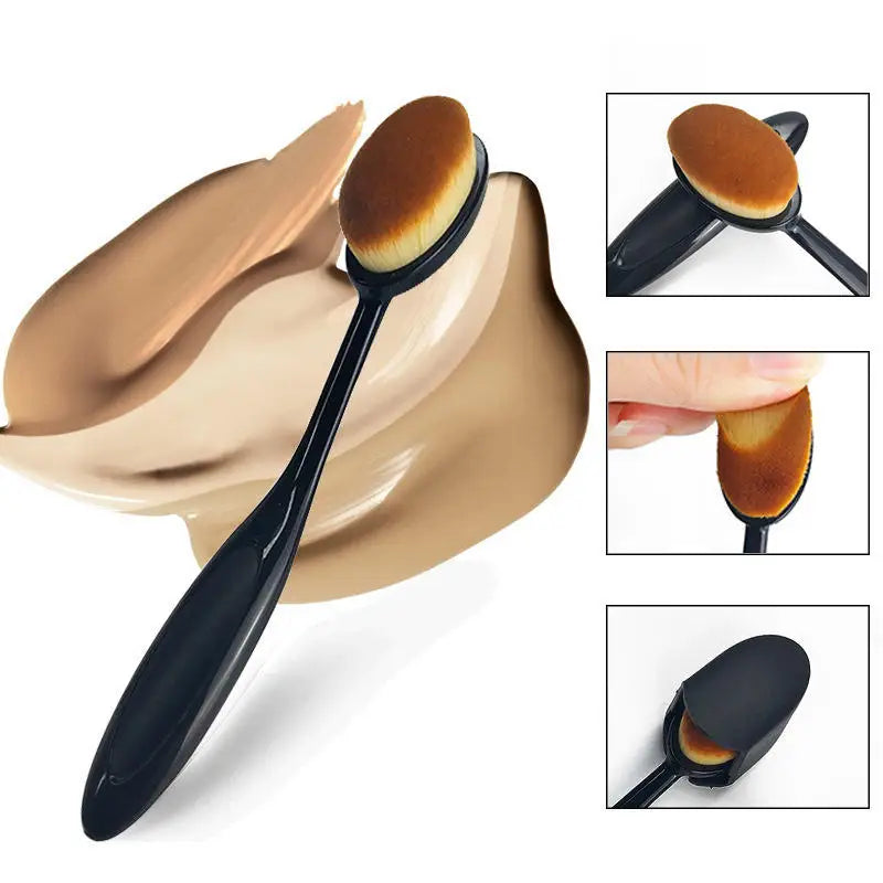 Pretty Black Oval Essential Makeup Brush Set - Perfect For Flawless And Precise Applicatio Elevate Your Beauty Game No Trace