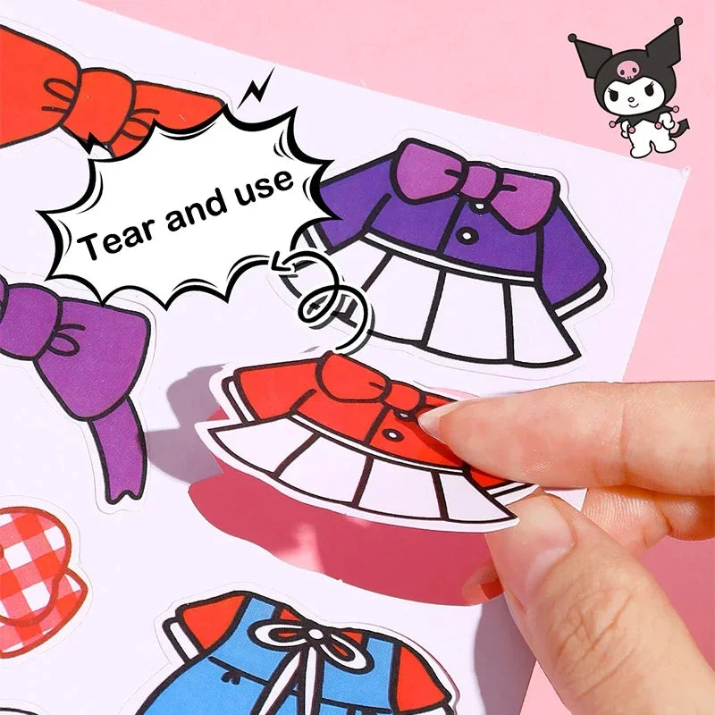 Hello Kitty, Sanrio Quiet Book Anime My Melody DIY Decompression Toy Kawaii Dressing Material Book Children's Gift