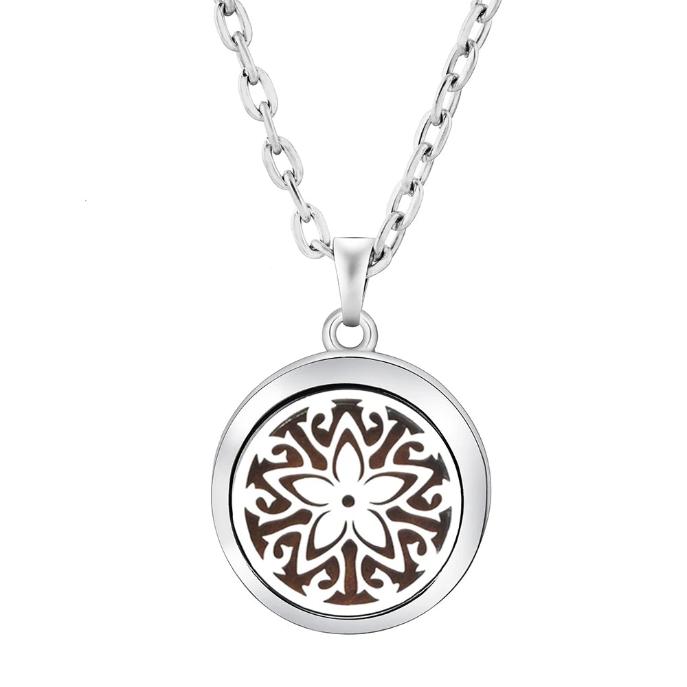 New Stainless Steel Fashion Tree Of Life  Aromatherapy Necklace Essential Oil Diffuser Perfume Locket Pendant Women Jewelry Gift