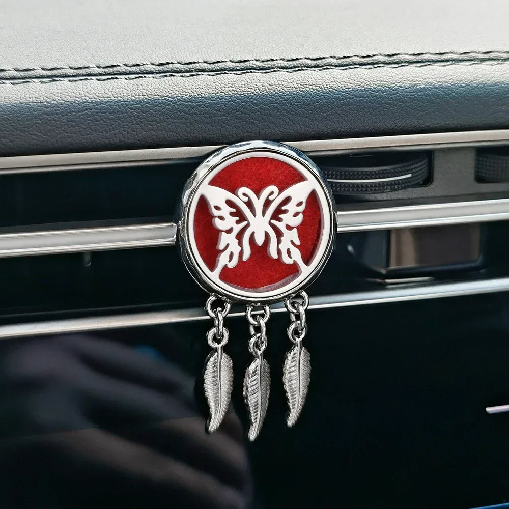 New Dreamcatcher Tree of Life Insert Car Aromatherapy Diffuser Pendant Leaf Tassel Car Air Outlet Essential Oil Diffuser Lockets