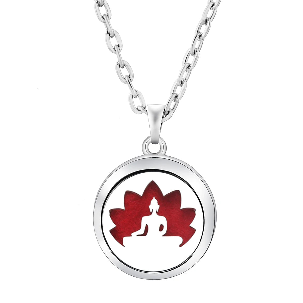 New Stainless Steel Fashion Tree Of Life  Aromatherapy Necklace Essential Oil Diffuser Perfume Locket Pendant Women Jewelry Gift