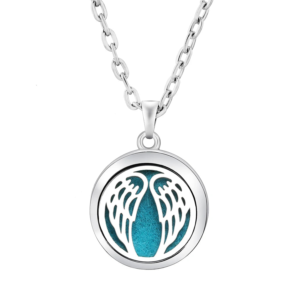 New Stainless Steel Fashion Tree Of Life  Aromatherapy Necklace Essential Oil Diffuser Perfume Locket Pendant Women Jewelry Gift
