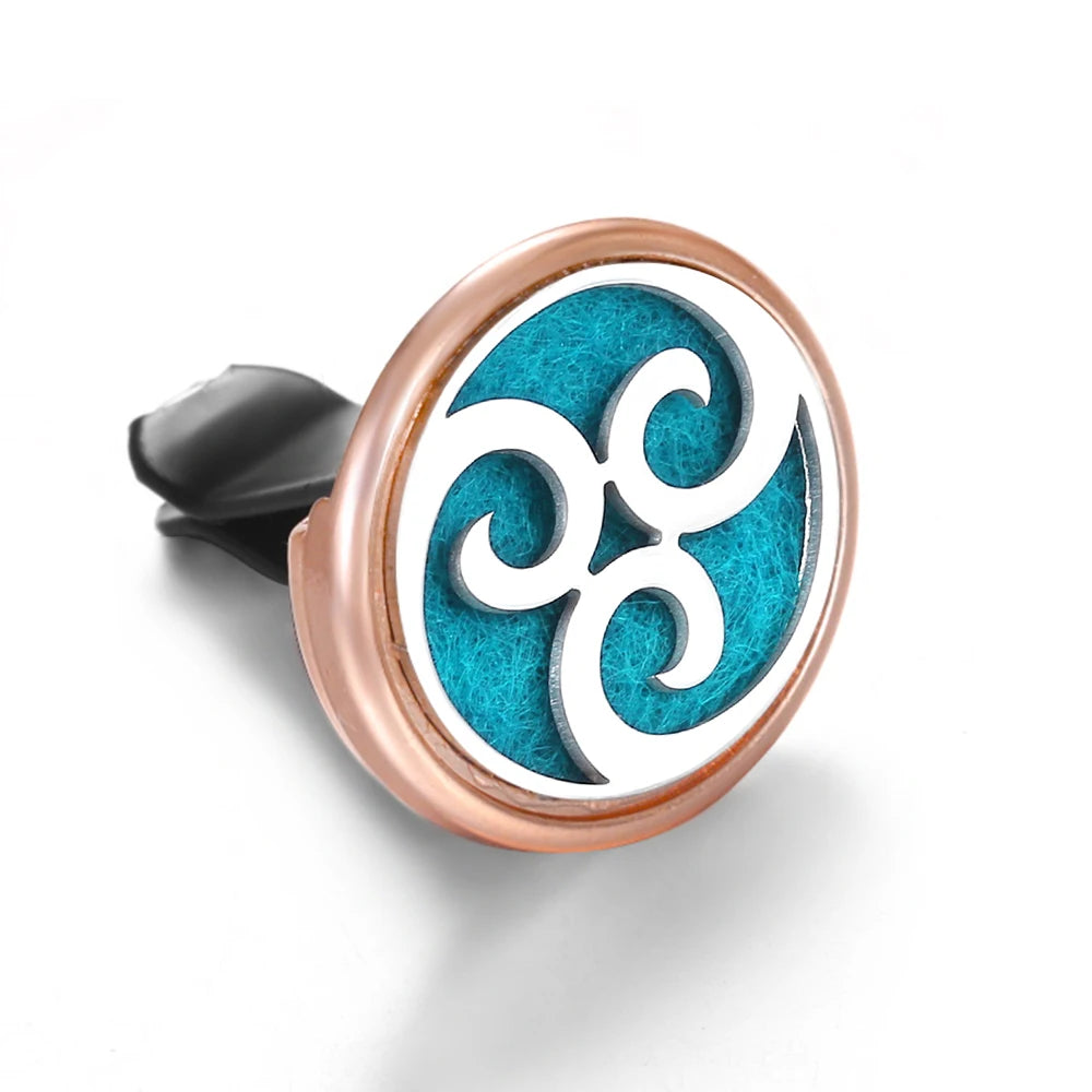 Golden Insert Aromatherapy Pad Tree of Life Pendant Stainless Steel Essential Oil Diffuser Car Air Freshener Outlet Clip Lockets