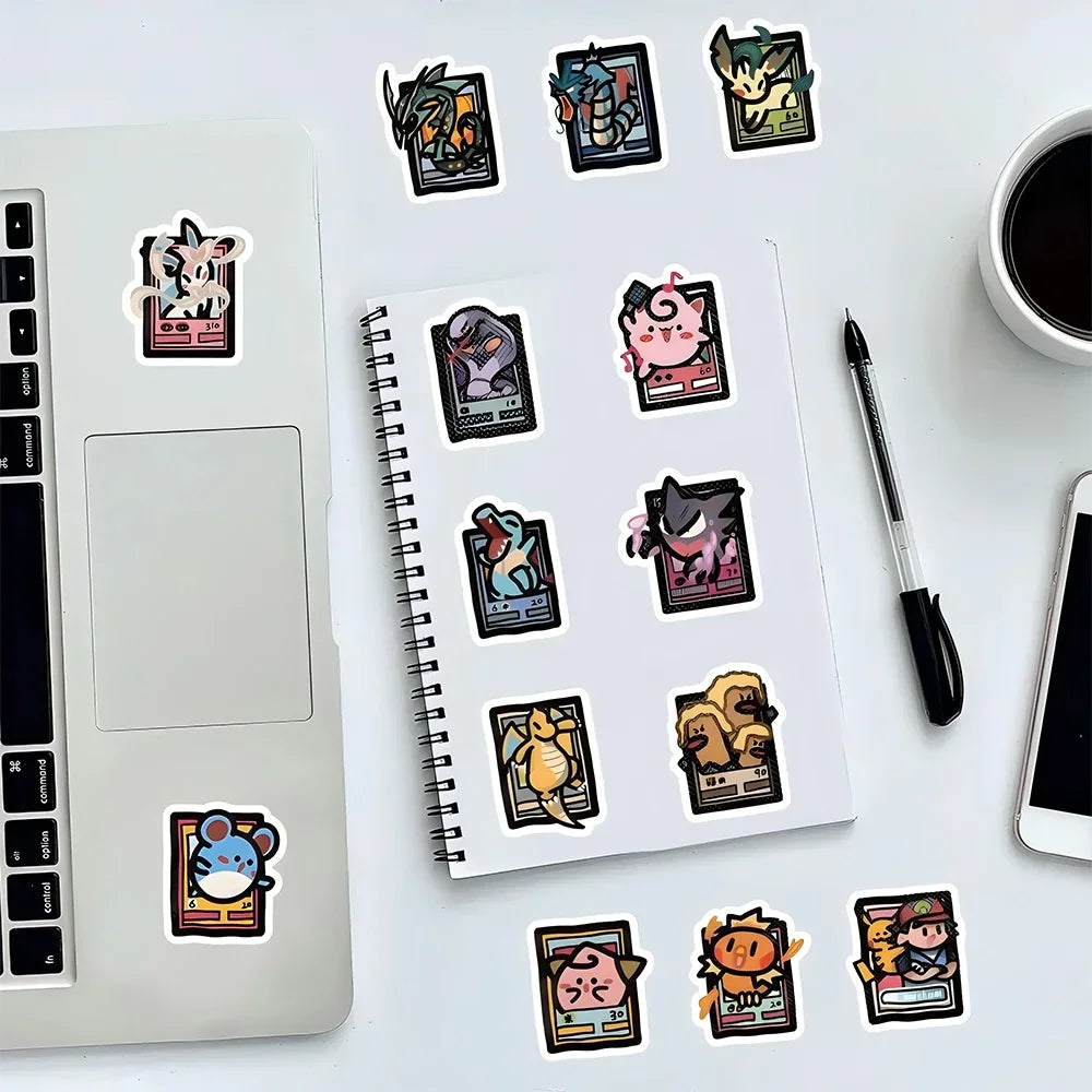 103pcs Pixel Style Anime Pokemon Stickers Pikachu Cartoon Decals DIY Suitcase Stationery Waterproof Sticker for Kids