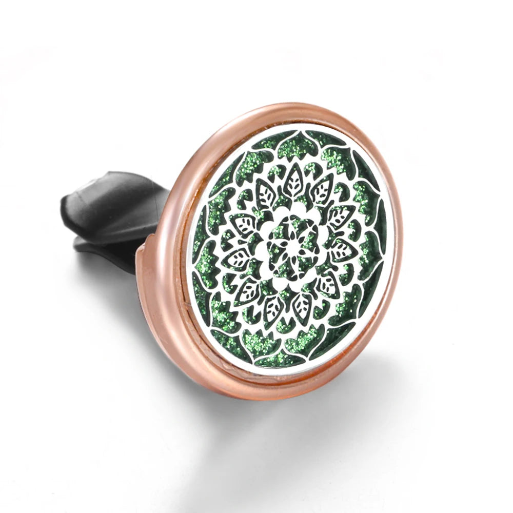 Golden Insert Aromatherapy Pad Tree of Life Pendant Stainless Steel Essential Oil Diffuser Car Air Freshener Outlet Clip Lockets