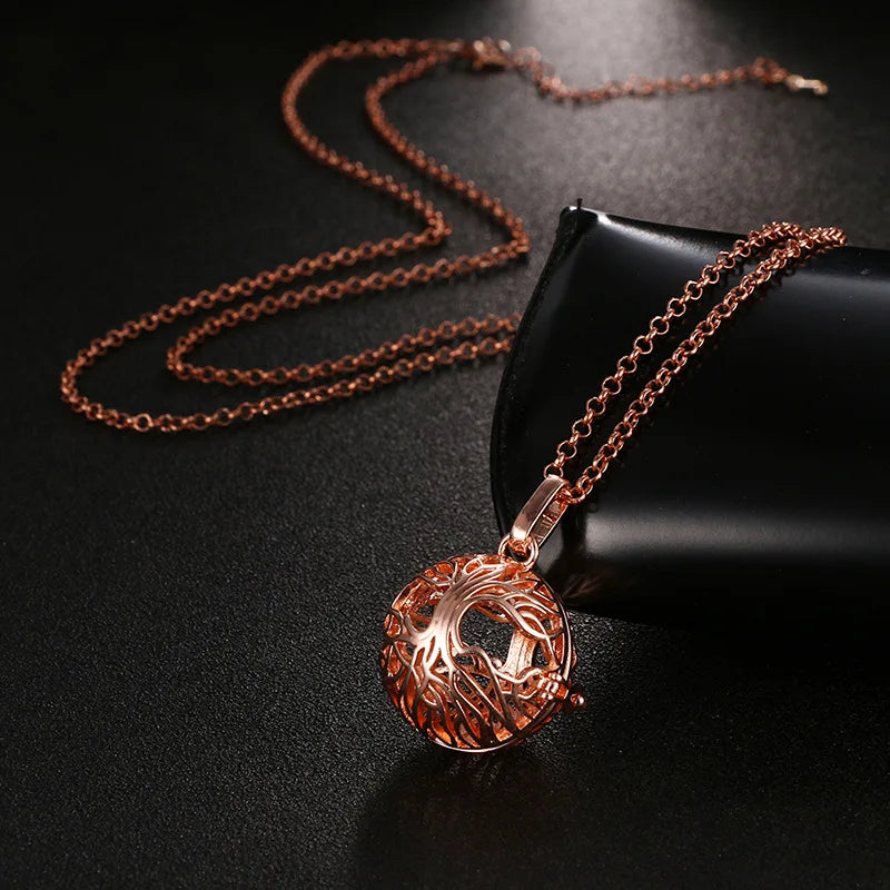 Mexico Music Ball Tree of Life Cage Pendant Vintage Aromatherapy Necklace Essential Oil Diffuser Perfume Locket Pregnant Jewelry