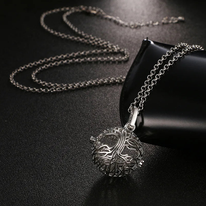 Mexico Music Ball Tree of Life Cage Pendant Vintage Aromatherapy Necklace Essential Oil Diffuser Perfume Locket Pregnant Jewelry