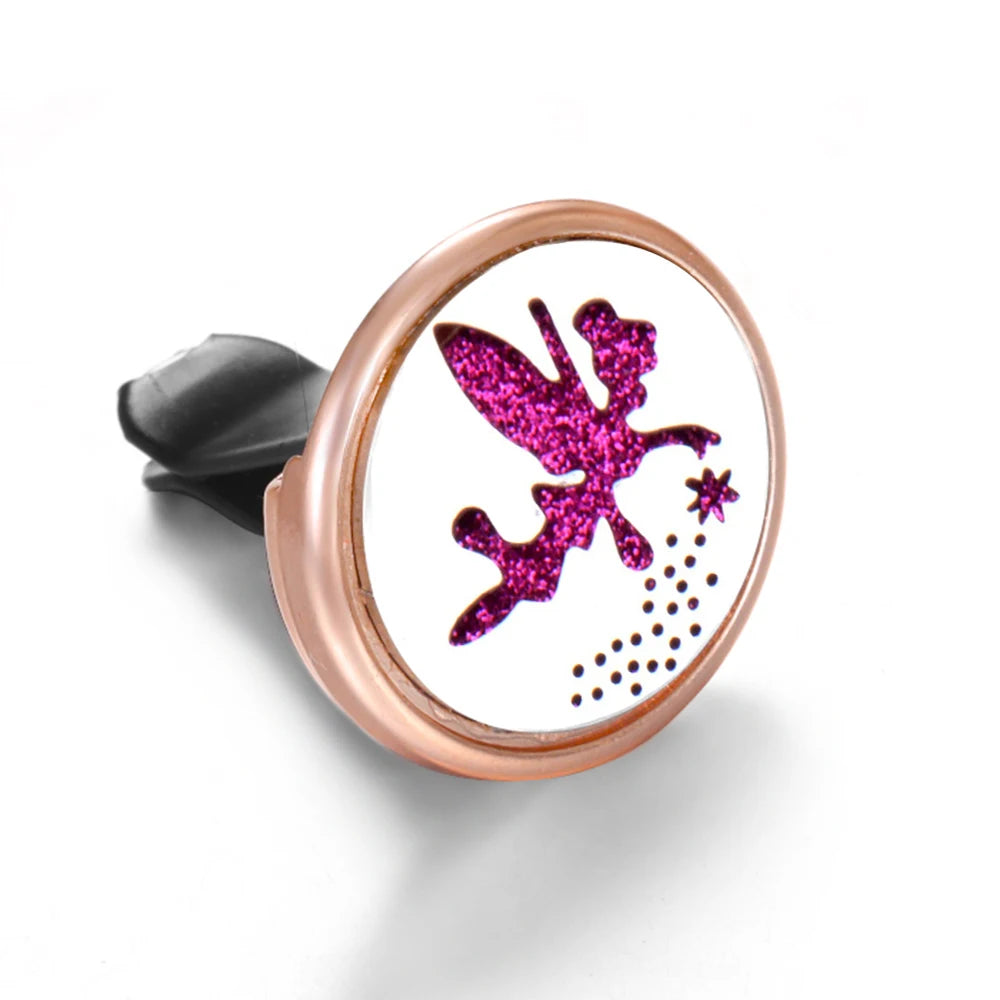 Golden Insert Aromatherapy Pad Tree of Life Pendant Stainless Steel Essential Oil Diffuser Car Air Freshener Outlet Clip Lockets