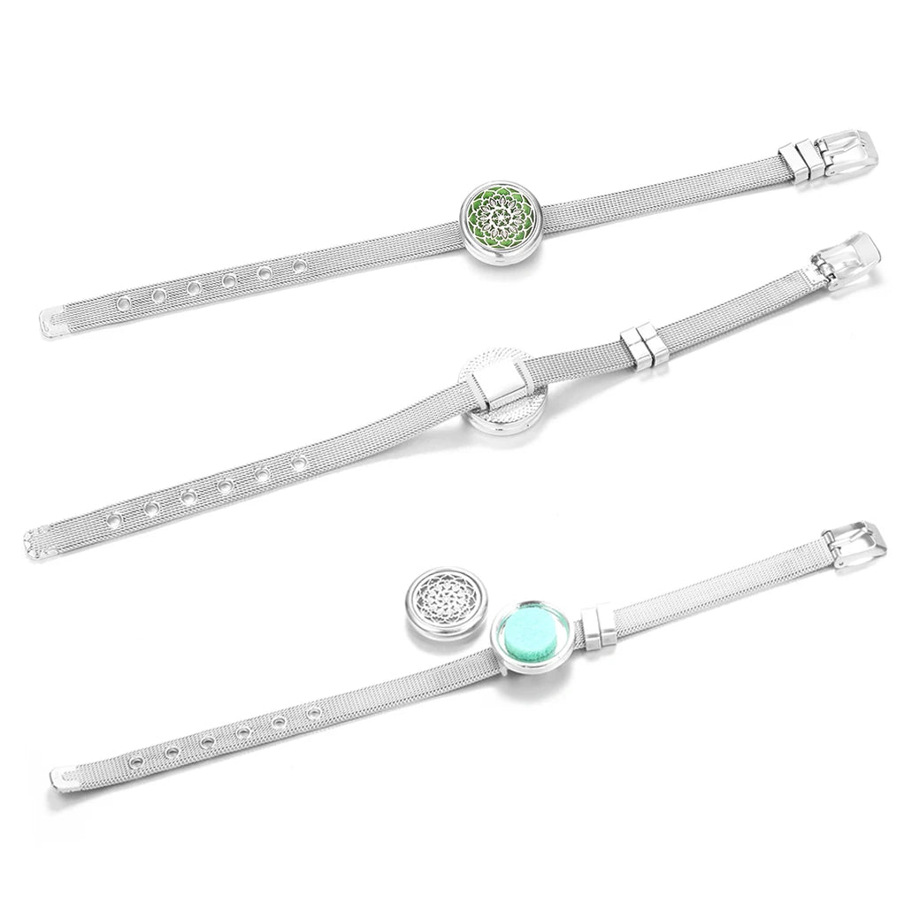 Tree of Life Women Wristband Strap Bracelet Stainless Steel Aromatherapy Diffuser Perfume Essential Oil Lockets Bracelet Jewelry