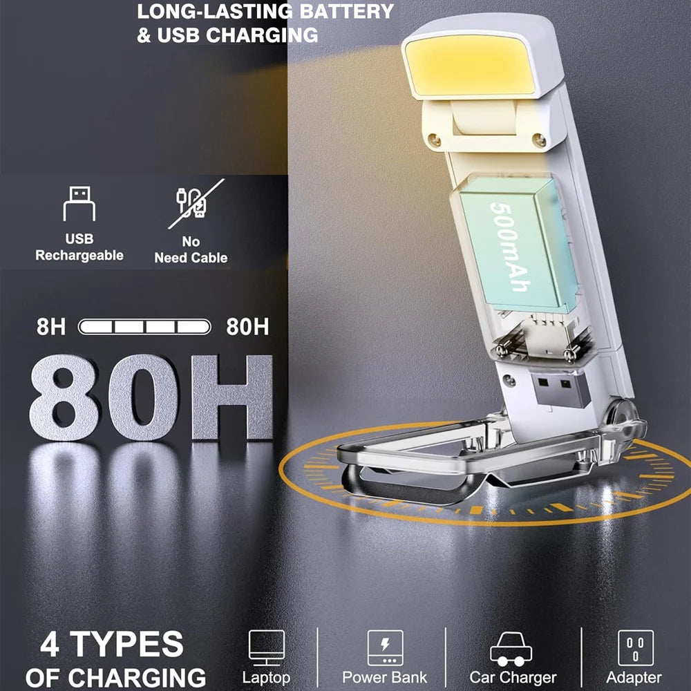 Reading Light Book Lights for Reading in Bed Rechargeable Reading Lamp with 3 Color Mode 5 Brightness for Kids Nighttime Readers