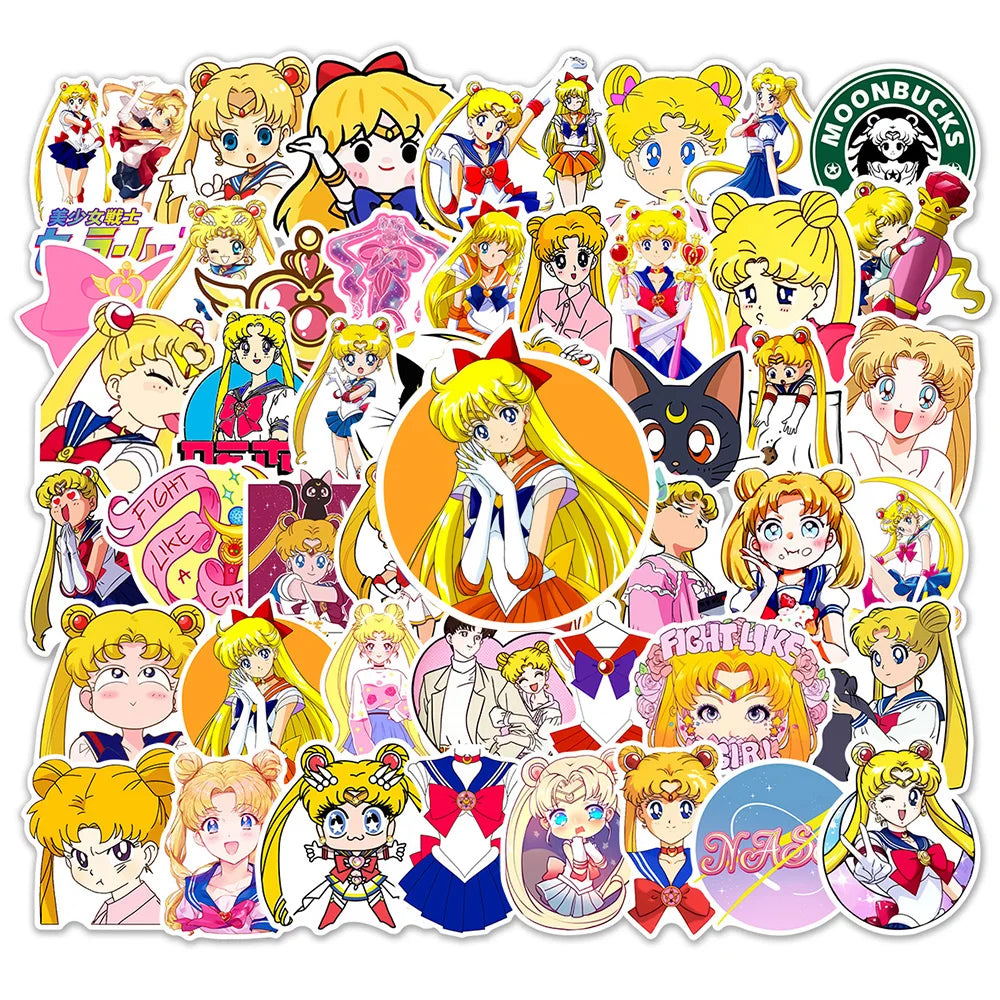 10/30/50pcs Japan Cartoom Sailor Moon Anime Stickers Decals Kids Toys DIY Stationery Luggage Helmet Aesthetic Decoration Sticker
