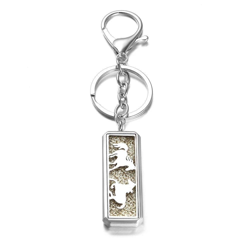 Rectangle Stainless Steel Aromatherapy Diffuser Keychain Jewelry Tree of Life Perfume Essential Oil Locket Pendant Accessories