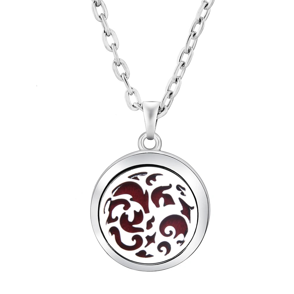 New Stainless Steel Fashion Tree Of Life  Aromatherapy Necklace Essential Oil Diffuser Perfume Locket Pendant Women Jewelry Gift
