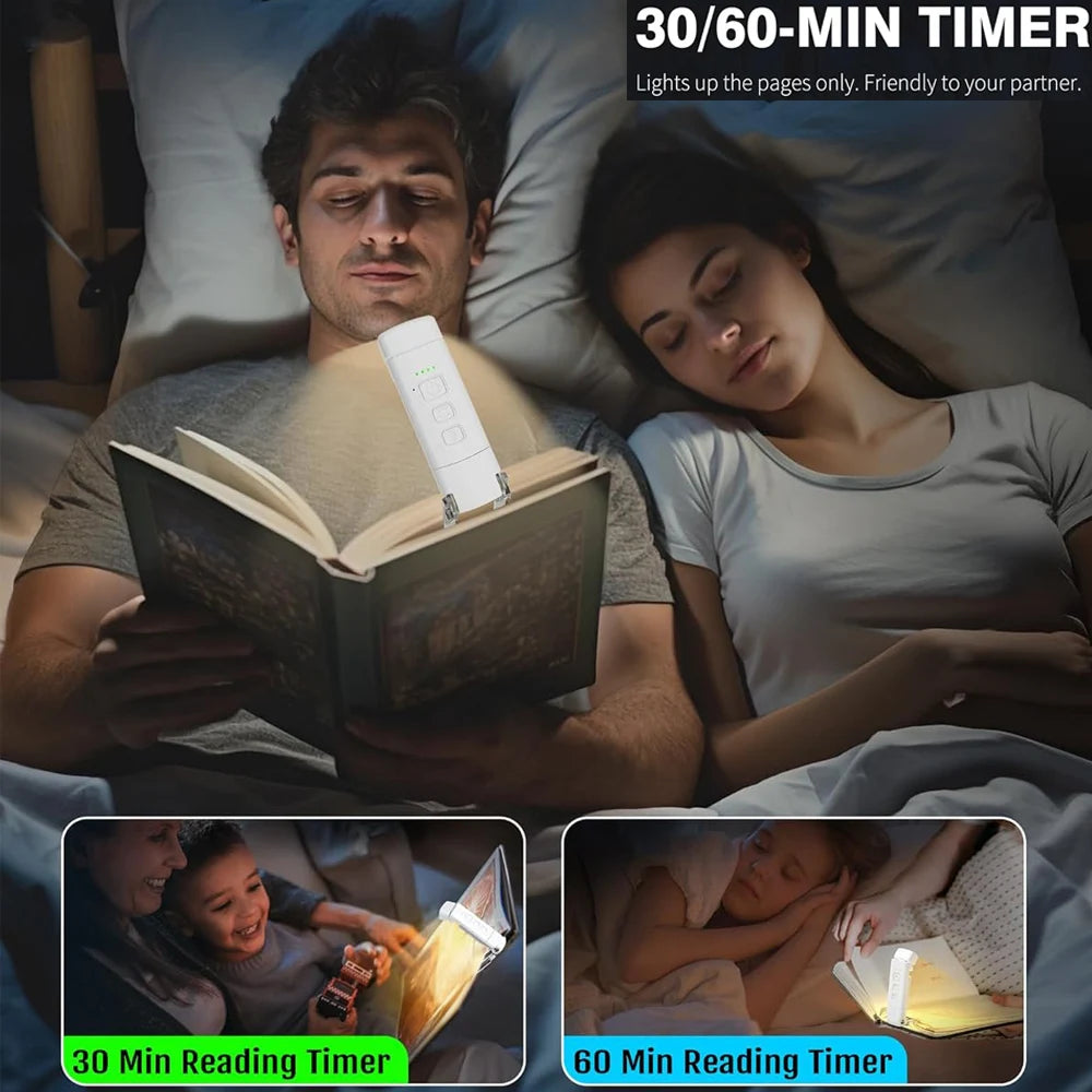 Reading Light Book Lights for Reading in Bed Rechargeable Reading Lamp with 3 Color Mode 5 Brightness for Kids Nighttime Readers