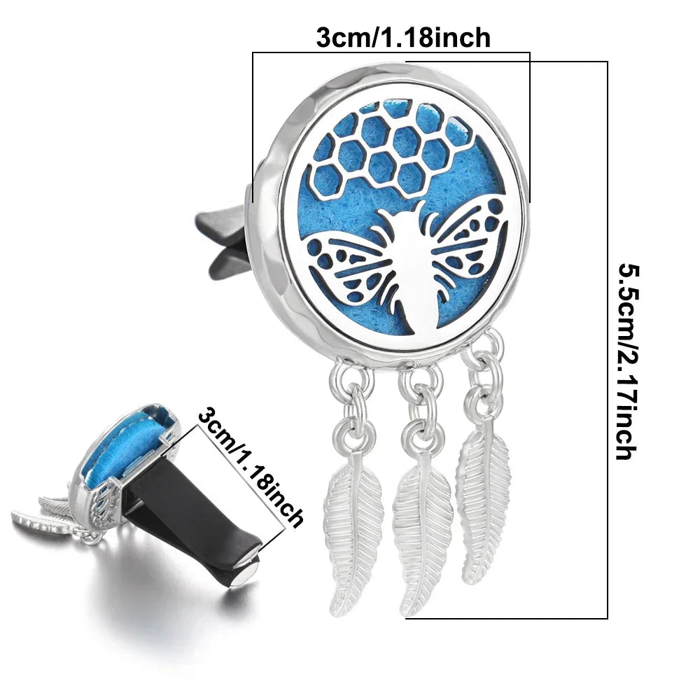 New Dreamcatcher Tree of Life Insert Car Aromatherapy Diffuser Pendant Leaf Tassel Car Air Outlet Essential Oil Diffuser Lockets