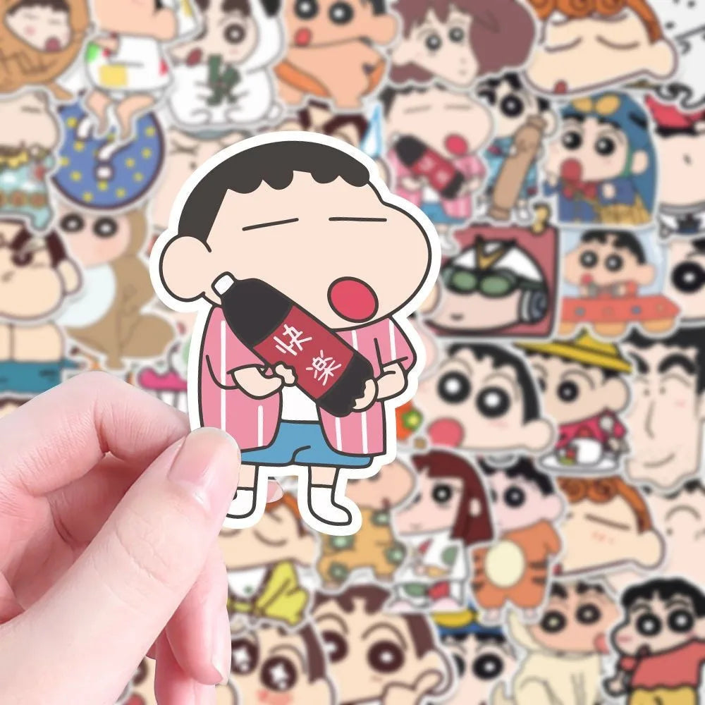 100Pcs Cartoon Anime Crayon Shin chan Stickers For Car Laptop Phone Stationery Decor Decals Waterproof Sticker Kids Toys