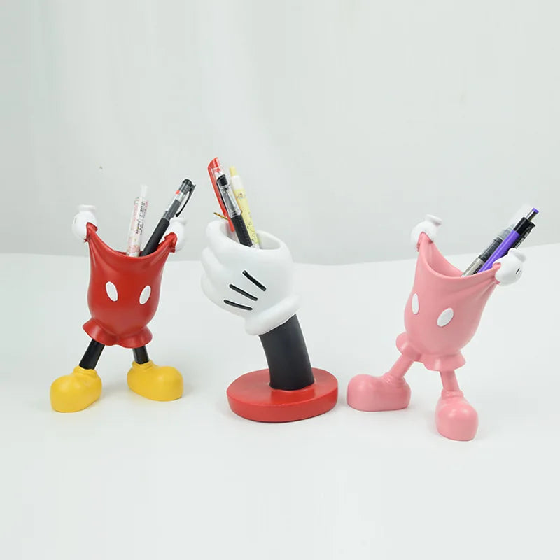 Disney Mickey Glove Pen Holder Anime Cartoon Pencil Stationery Makeup Brush Storage Tube Desktop Decoration Student Girl Gifts