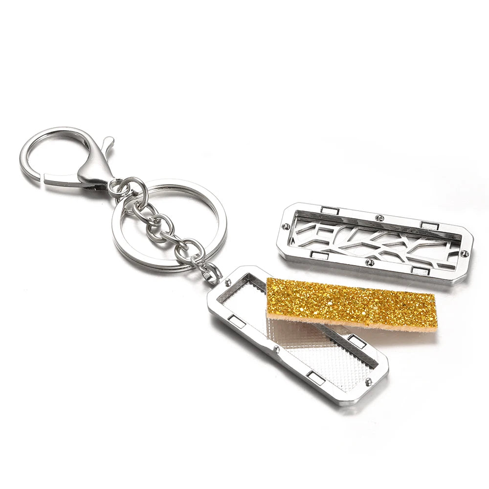 Rectangle Stainless Steel Aromatherapy Diffuser Keychain Jewelry Tree of Life Perfume Essential Oil Locket Pendant Accessories