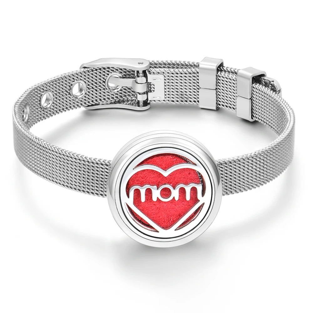Tree of Life Women Wristband Strap Bracelet Stainless Steel Aromatherapy Diffuser Perfume Essential Oil Lockets Bracelet Jewelry