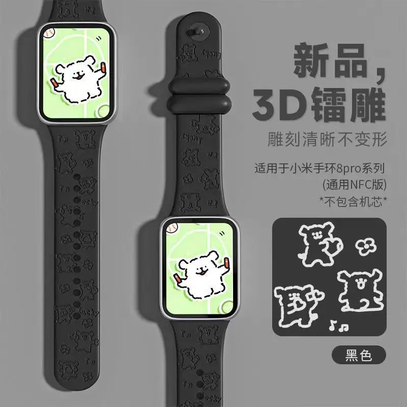 Sanrio Hello Kitty Strap For Apple Watch Band 45mm 44mm 42mm 41mm 38mm 49mm 40mm Silicone Engraved Bracelet lwatch 8 Ultra 7 Se