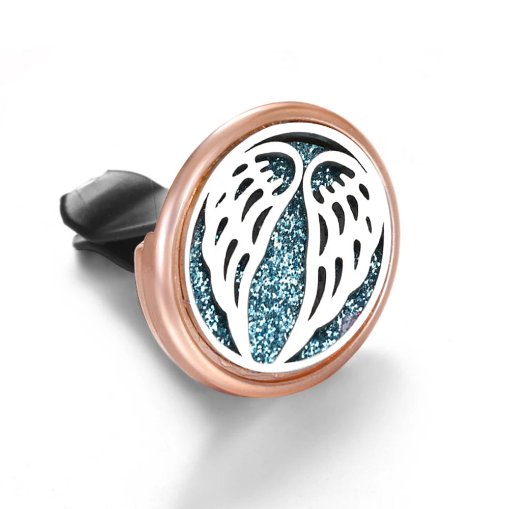 Golden Insert Aromatherapy Pad Tree of Life Pendant Stainless Steel Essential Oil Diffuser Car Air Freshener Outlet Clip Lockets