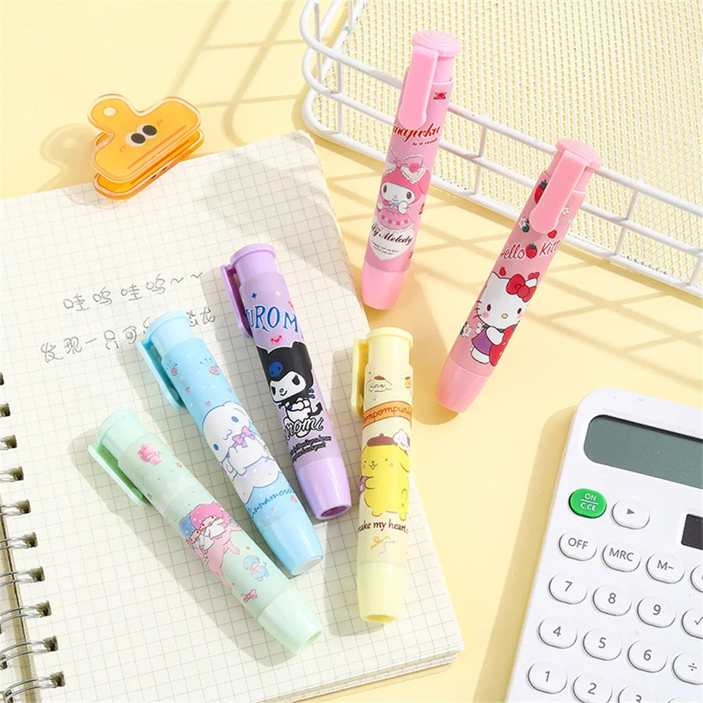 Creative Sanrio Hello Kitty Press Eraser Anime Kuromi Melody Cinnamoroll Cartoon Kawaii Stationery Gift Office School Supplies